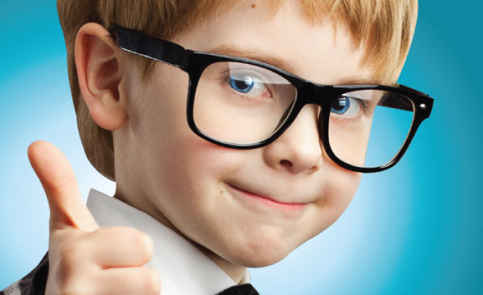 boy with glasses thumbs-up
