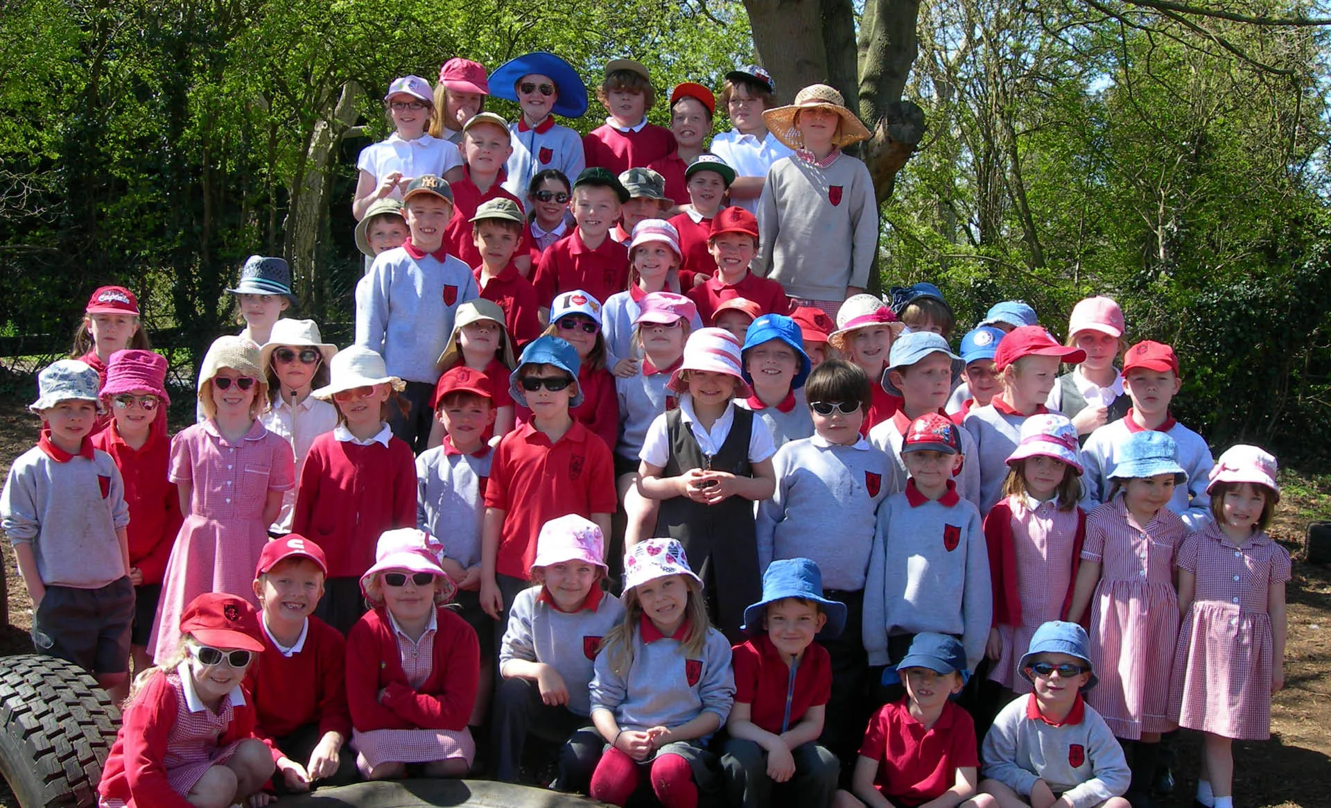 Children outside in the sun.